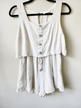 Beige Linen Romper